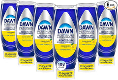 Dawn Platinum EZ-Squeeze Dish Soap Liquid, Dishwashing Liquid, Grease Removal, Upside Down Bottle, Bleach Alternative Clean Lemon, 6x18 Fl Oz Bundle
