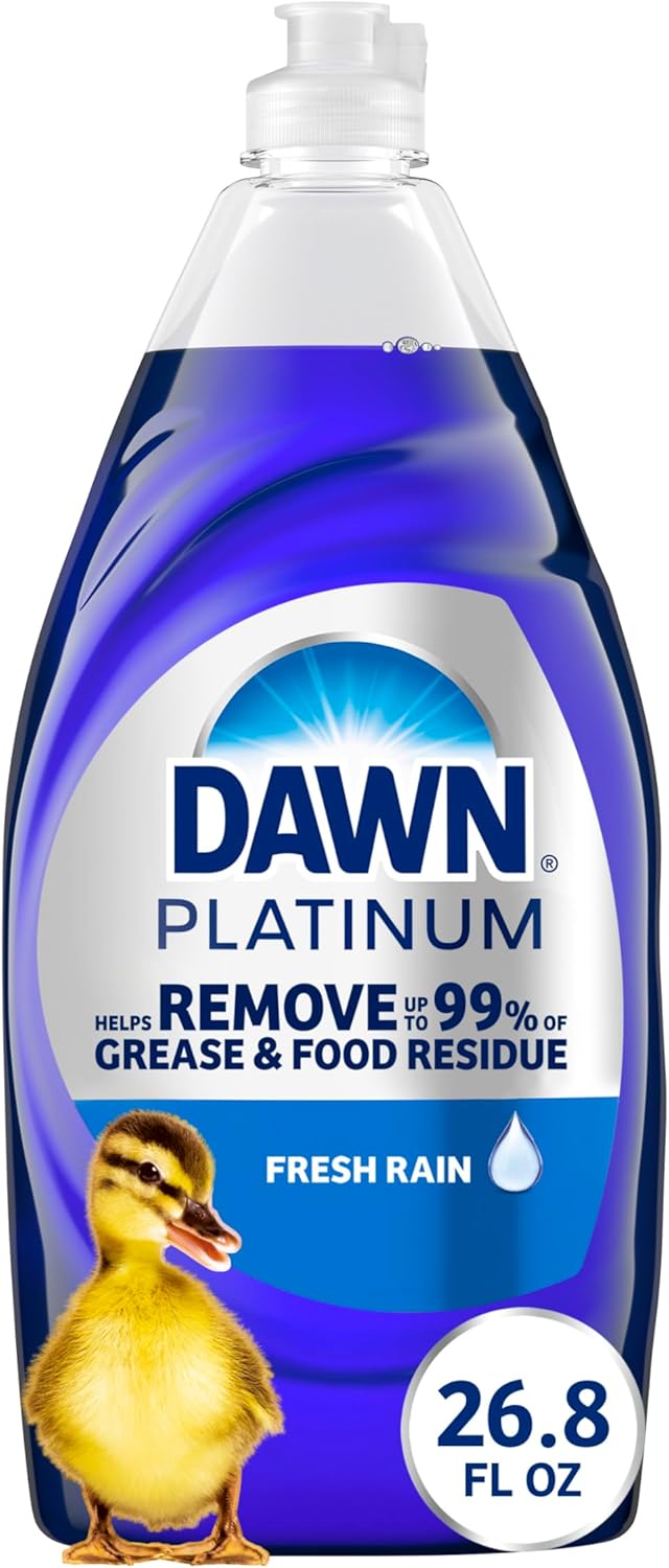 Dawn Platinum Liquid Dish Soap, Dishwashing Liquid, Grease Removal, Fresh Rain, 26.8oz