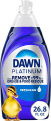 Dawn Platinum Liquid Dish Soap, Dishwashing Liquid, Grease Removal, Fresh Rain, 26.8oz