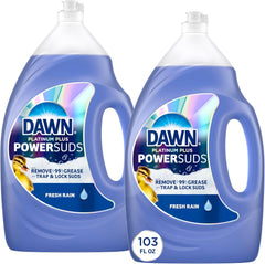 Dawn Platinum Plus PowerSuds Dish Soap Liquid, Dishwashing Liquid, Dish Detergent, Fresh Rain Scent, 51.5 fl oz (Pack of 2)