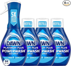 Dawn Platinum Powerwash Dish Spray, Dish Soap Liquid, Fresh Scent Bundle, 1 Spray + 3 Refills, 16oz Each (Pack of 4)